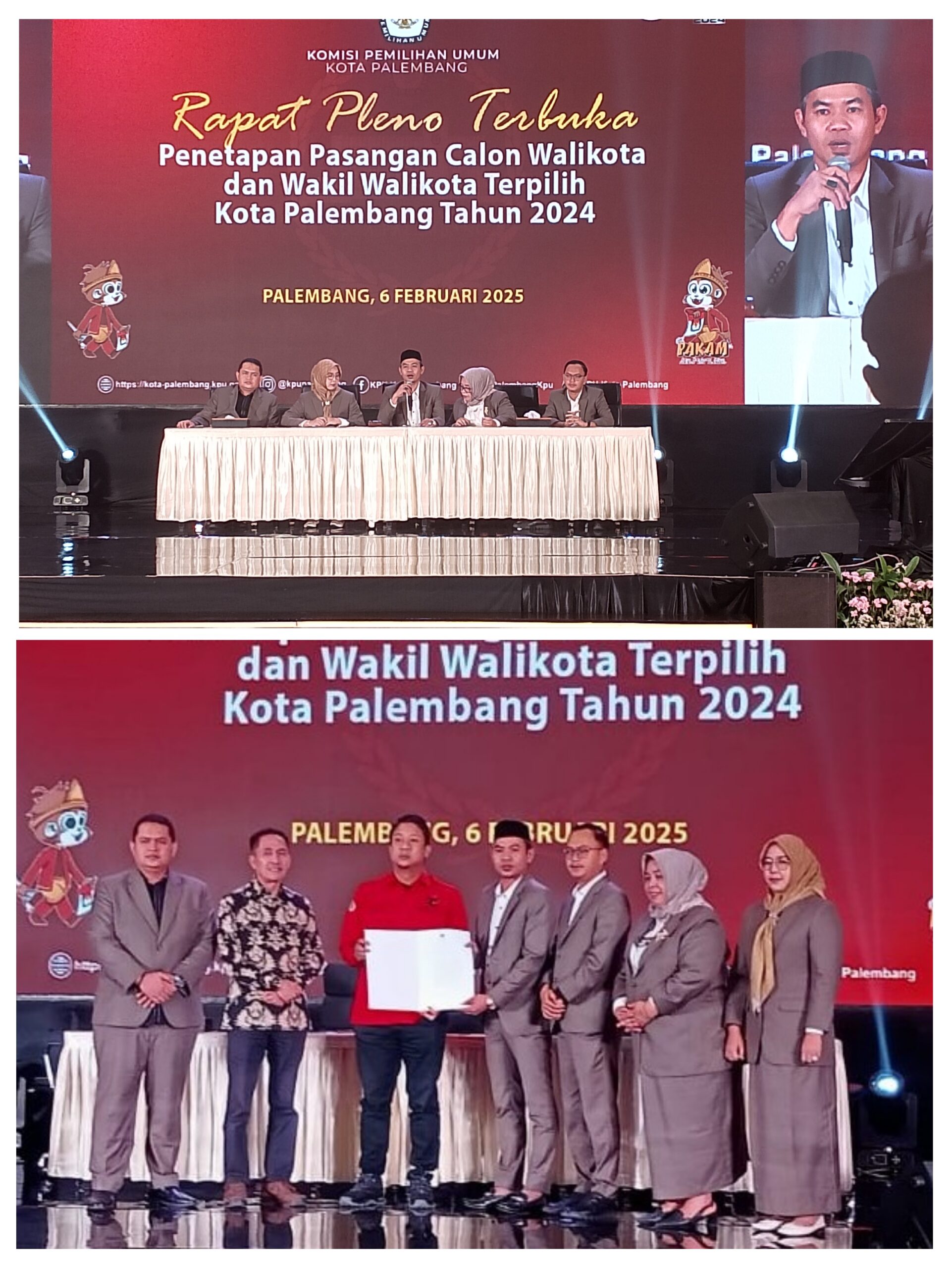 KPU Palembang Tetapkan Ratu Dewa – Prima Salam sebagai Wali Kota dan Wakil Wali Kota Terpilih